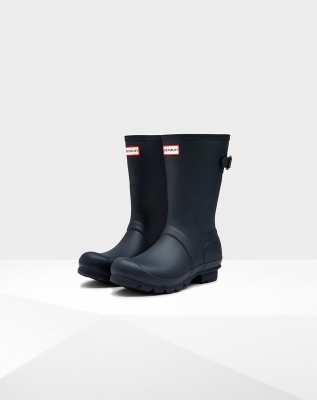 Hunter Original Back Adjustable Kort Gummistøvler Dame Marineblå | NO-1056RKY