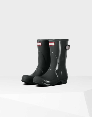 Hunter Original Back Gloss Wellington Kort Gummistøvler Dame Grønn | NO-0395SND