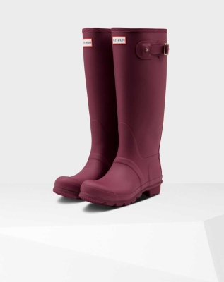 Hunter Original Brede Leg Wellington Høye Gummistøvler Dame Rød | NO-2478XDM