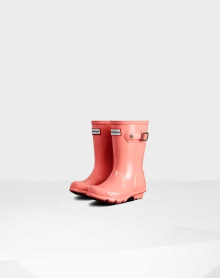 Hunter Original Little Gloss Wellington Kort Gummistøvler Barn Rosa | NO-9437YST