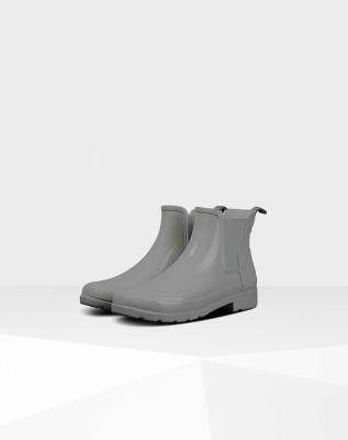 Hunter Refined Gloss Slim Fit Chelsea Støvler Dame Grå | NO-2305MNA