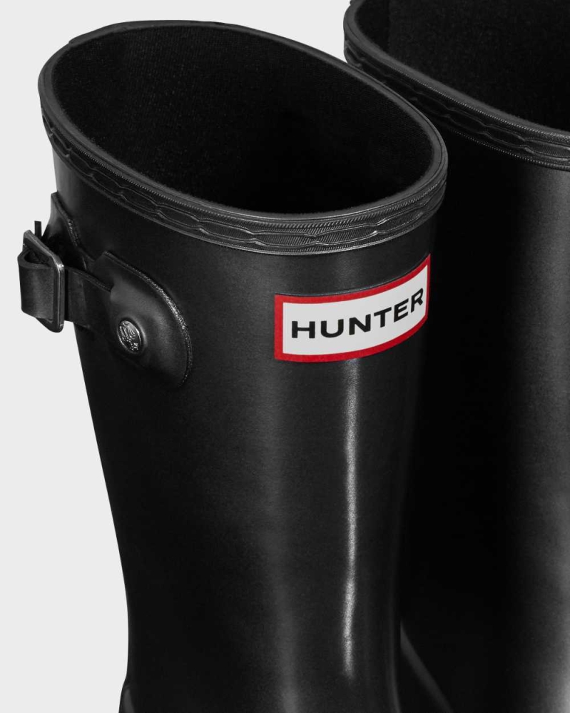Hunter Original Big Pearlized Wellington Kort Gummistøvler Barn Svarte | NO-6793AES