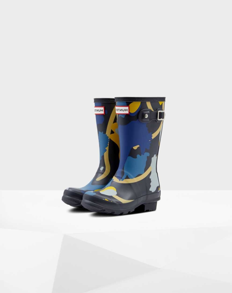 Hunter Original Big Rockpool Camo Wellington Kort Gummistøvler Barn Marineblå | NO-3769VTY