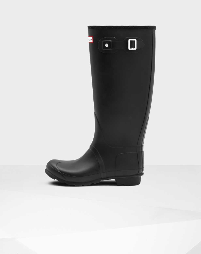 Hunter Original Brede Leg Wellington Høye Gummistøvler Dame Svarte | NO-1896ZJD