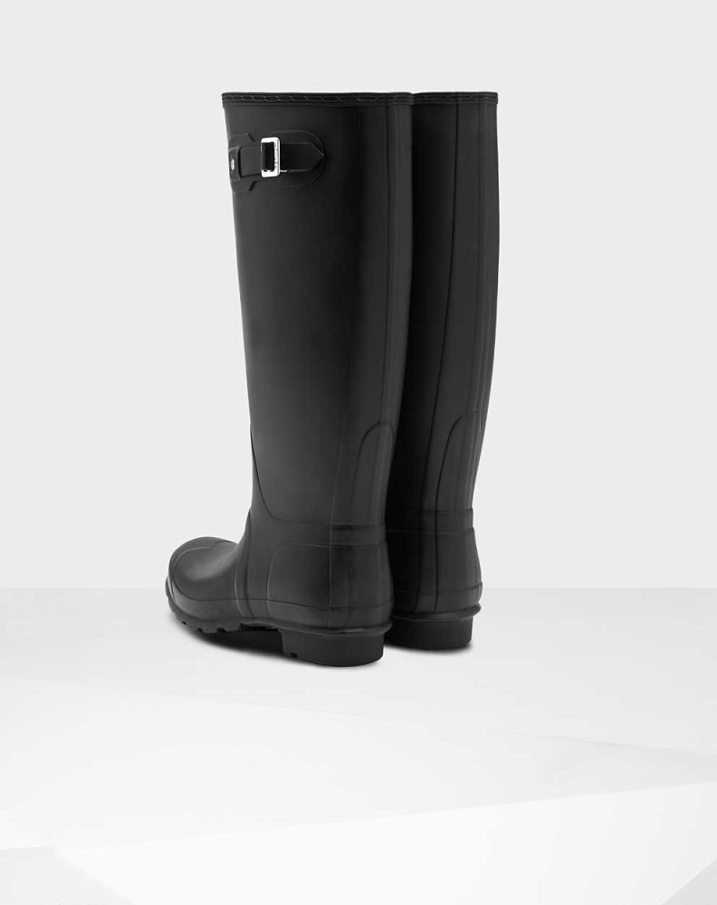 Hunter Original Brede Leg Wellington Høye Gummistøvler Dame Svarte | NO-1896ZJD