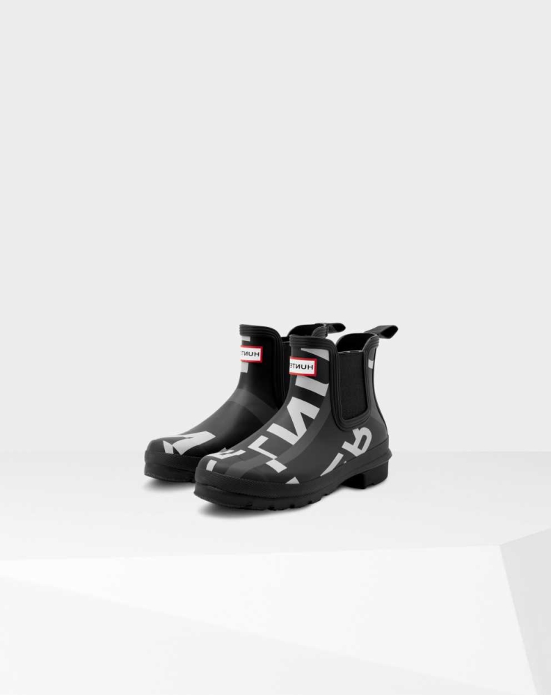 Hunter Original Exploded Logo Chelsea Støvler Dame Svarte | NO-3156XND