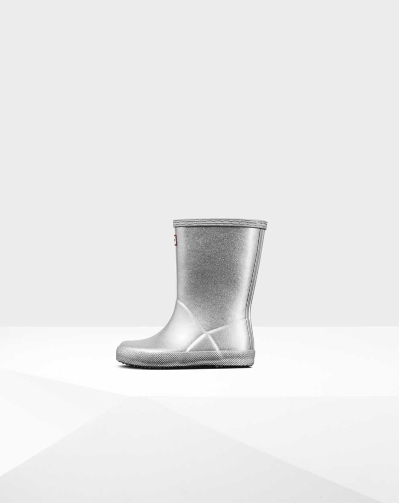 Hunter Original First Classic Cosmic Glitter Wellington Kort Gummistøvler Barn Sølv | NO-7423WIY