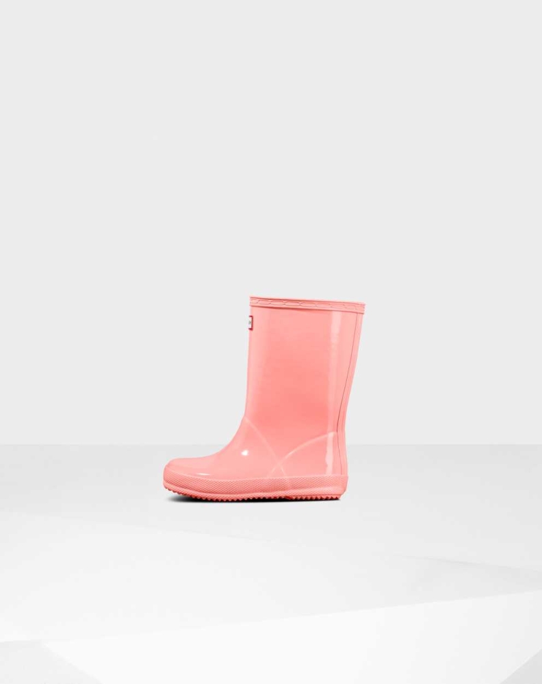 Hunter Original First Classic Gloss Wellington Kort Gummistøvler Barn Rosa | NO-3748BCW