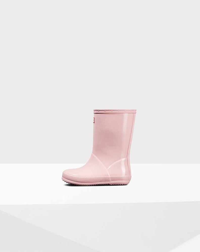 Hunter Original First Classic Gloss Wellington Kort Gummistøvler Barn Rosa | NO-9731WAI