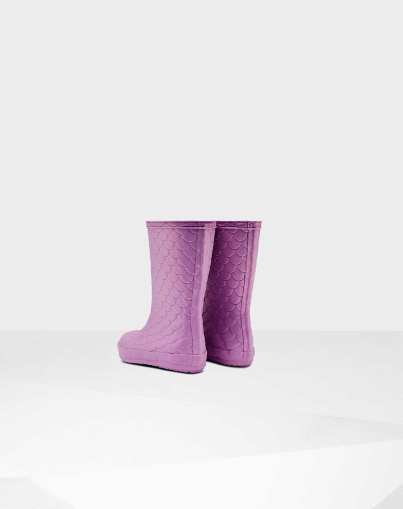 Hunter Original First Sea Dragon Texture Wellington Kort Gummistøvler Barn Rosa | NO-6781HMG