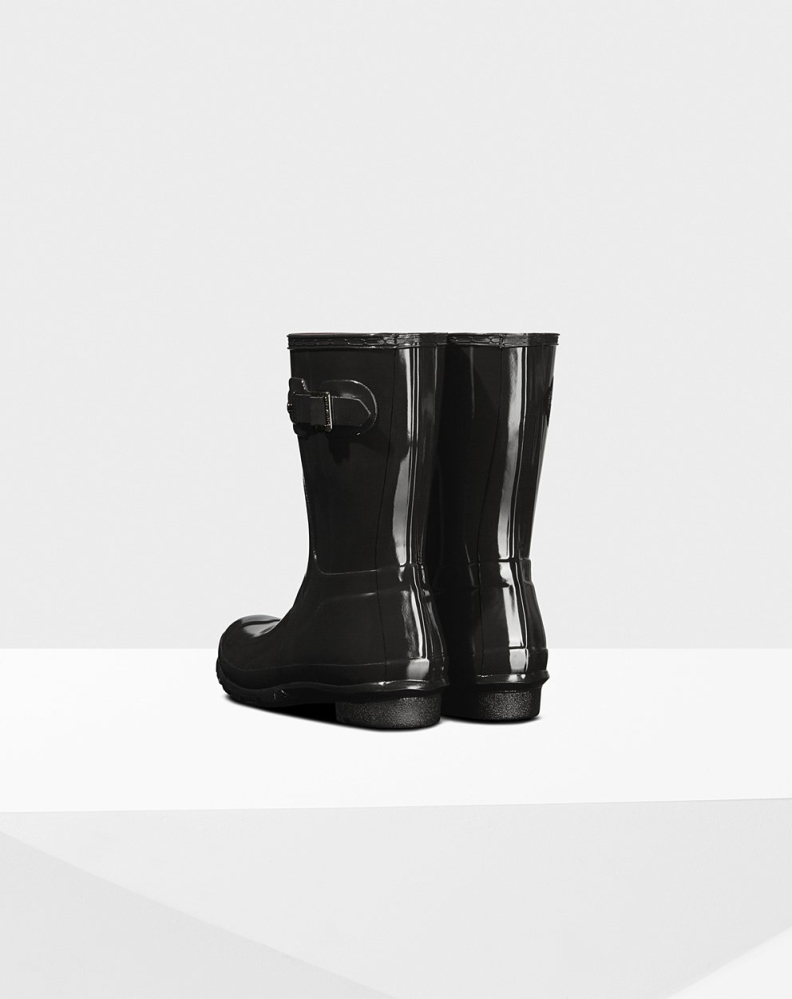Hunter Original Gloss Kort Gummistøvler Dame Svarte | NO-2034TSE