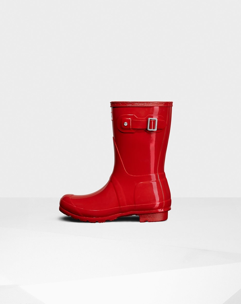 Hunter Original Gloss Kort Gummistøvler Dame Rød | NO-2581VBP