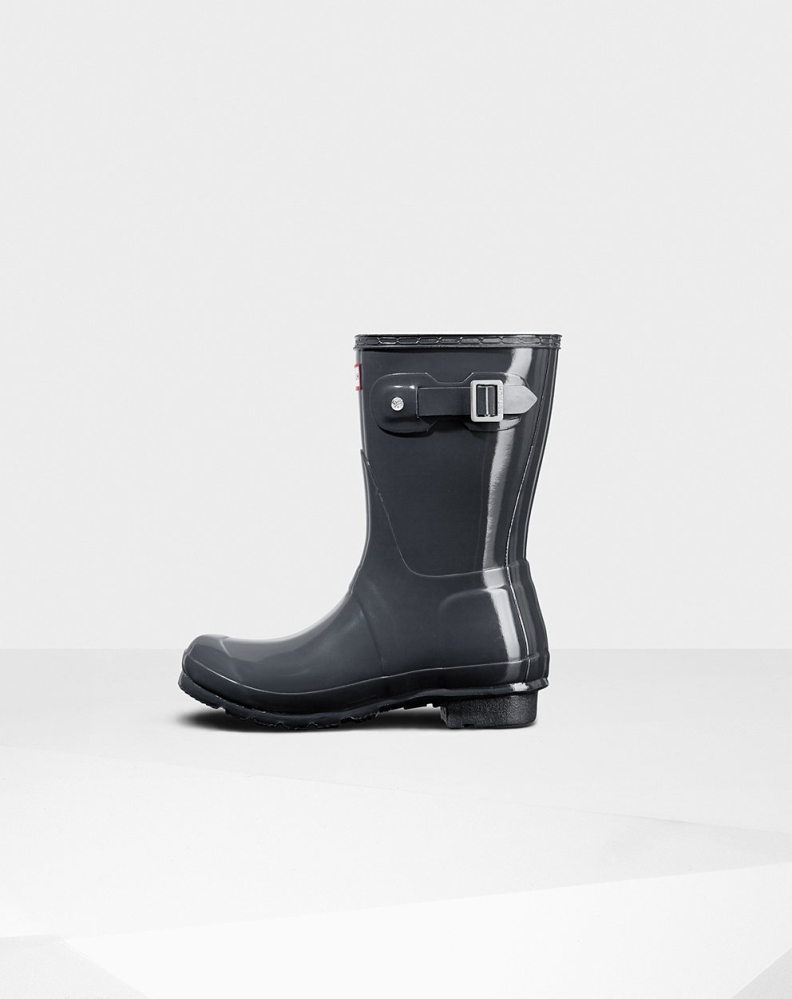 Hunter Original Gloss Kort Gummistøvler Dame Grå | NO-4871TFX