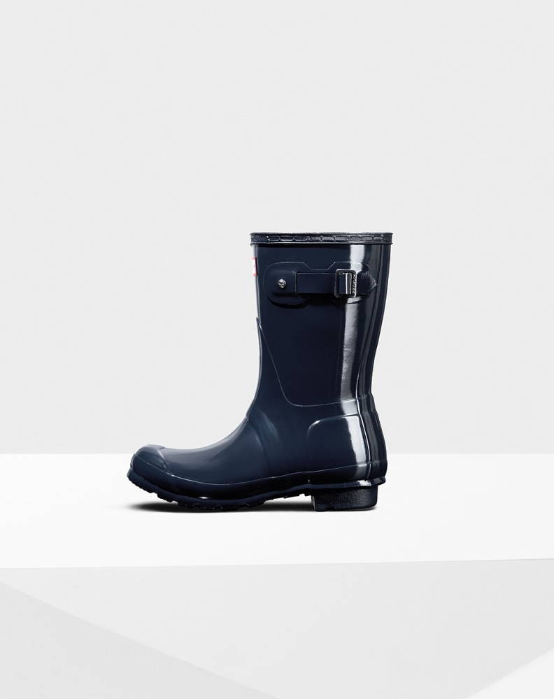 Hunter Original Gloss Kort Gummistøvler Dame Marineblå | NO-7509QSU