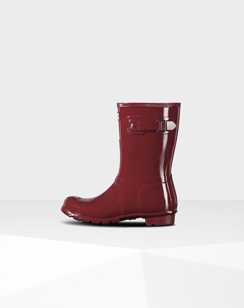 Hunter Original Gloss Kort Gummistøvler Dame Rød | NO-7805SOC