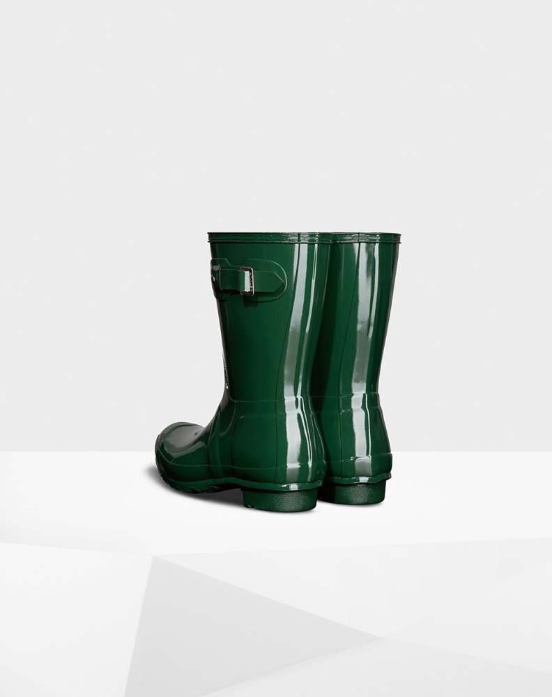 Hunter Original Gloss Kort Gummistøvler Dame Grønn | NO-8732MBO