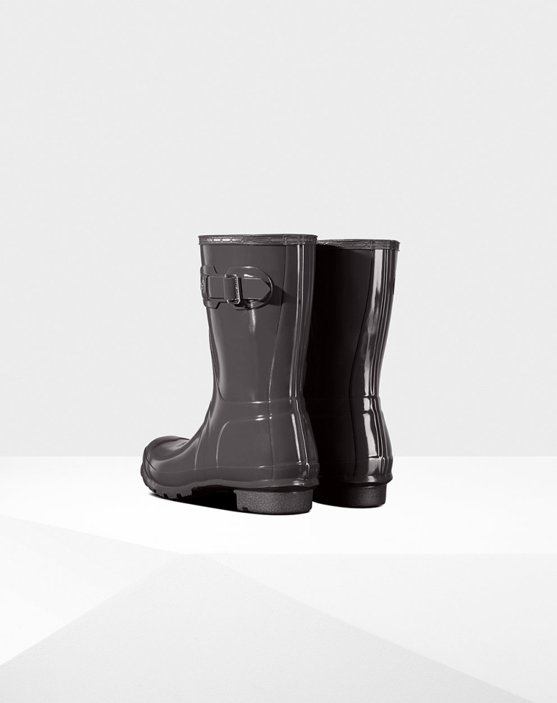 Hunter Original Gloss Kort Gummistøvler Dame Grå | NO-9083JEG