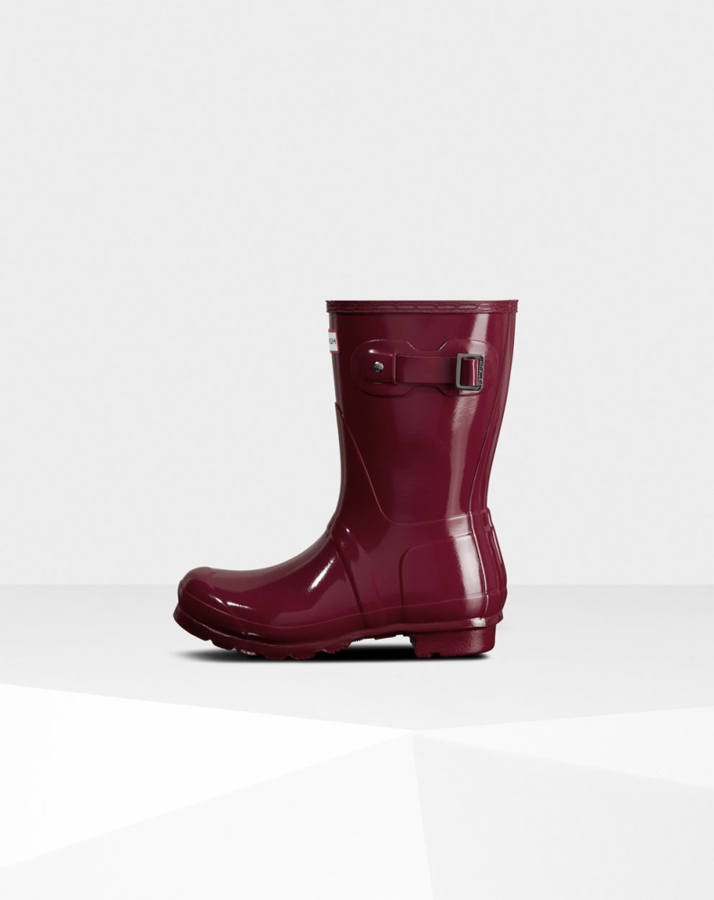 Hunter Original Gloss Kort Gummistøvler Dame Burgunder | NO-9568ZPA