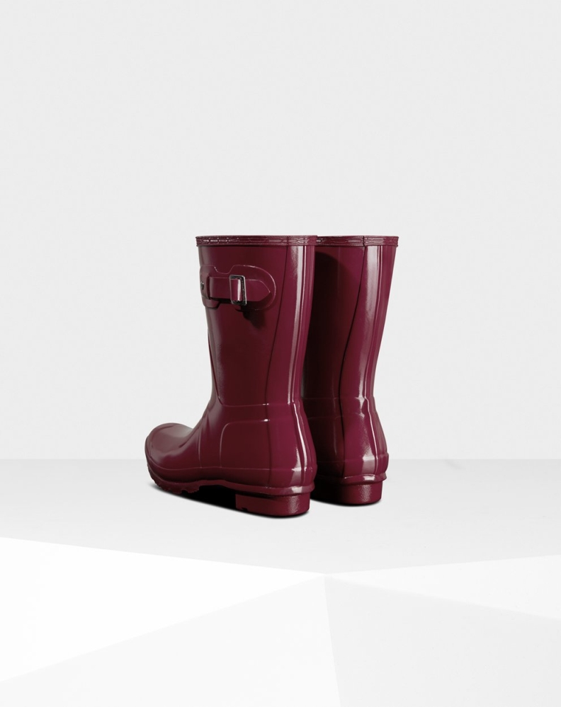 Hunter Original Gloss Kort Gummistøvler Dame Burgunder | NO-9568ZPA