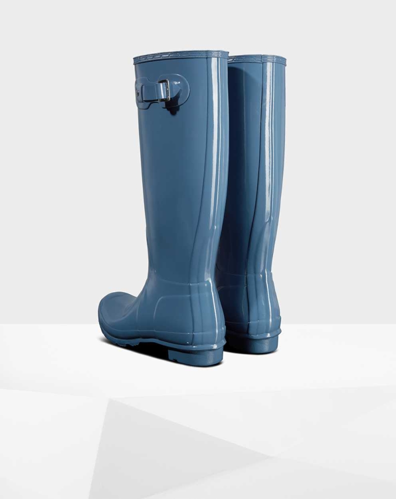 Hunter Original Gloss Wellington Høye Gummistøvler Dame Blå | NO-5846SEZ