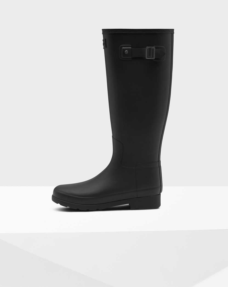 Hunter Original Refined Wellington Høye Gummistøvler Dame Svarte | NO-4728OLT
