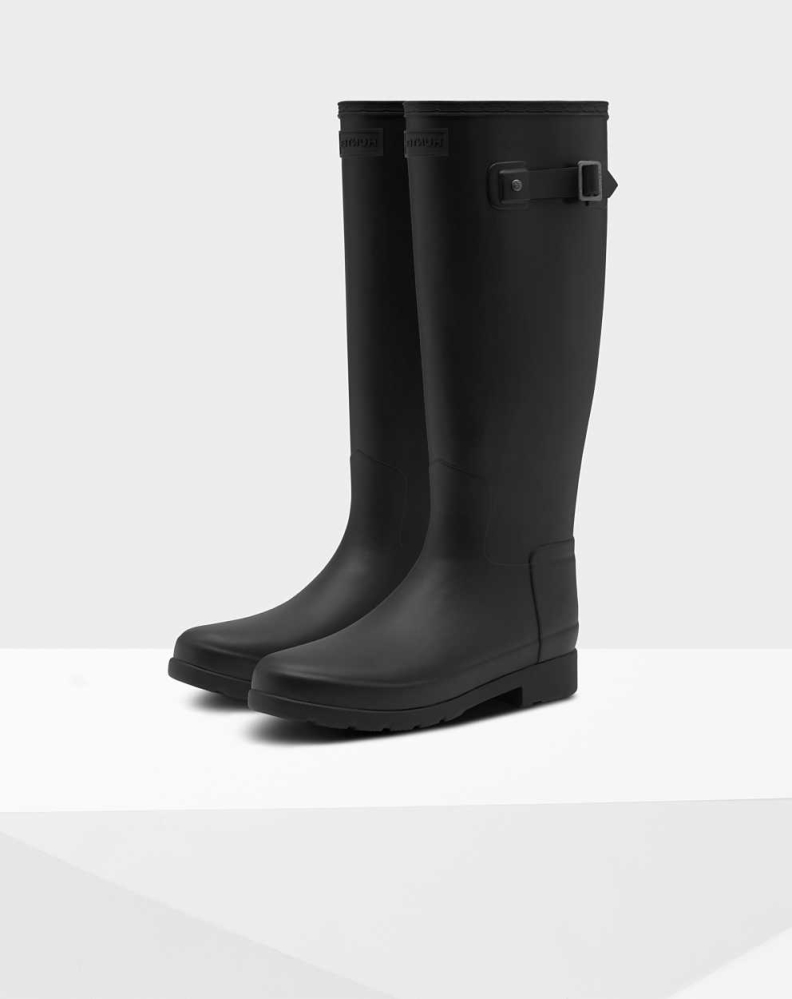 Hunter Original Refined Wellington Høye Gummistøvler Dame Svarte | NO-4728OLT