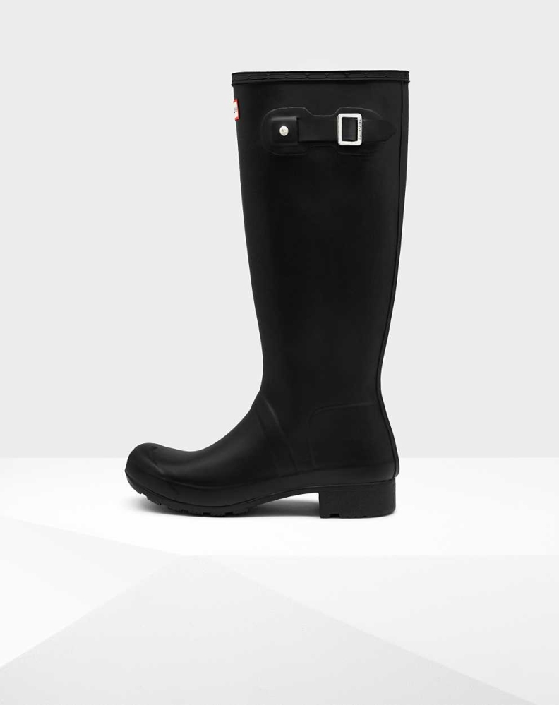 Hunter Original Tour Foldable Wellington Høye Gummistøvler Dame Svarte | NO-6809FWY