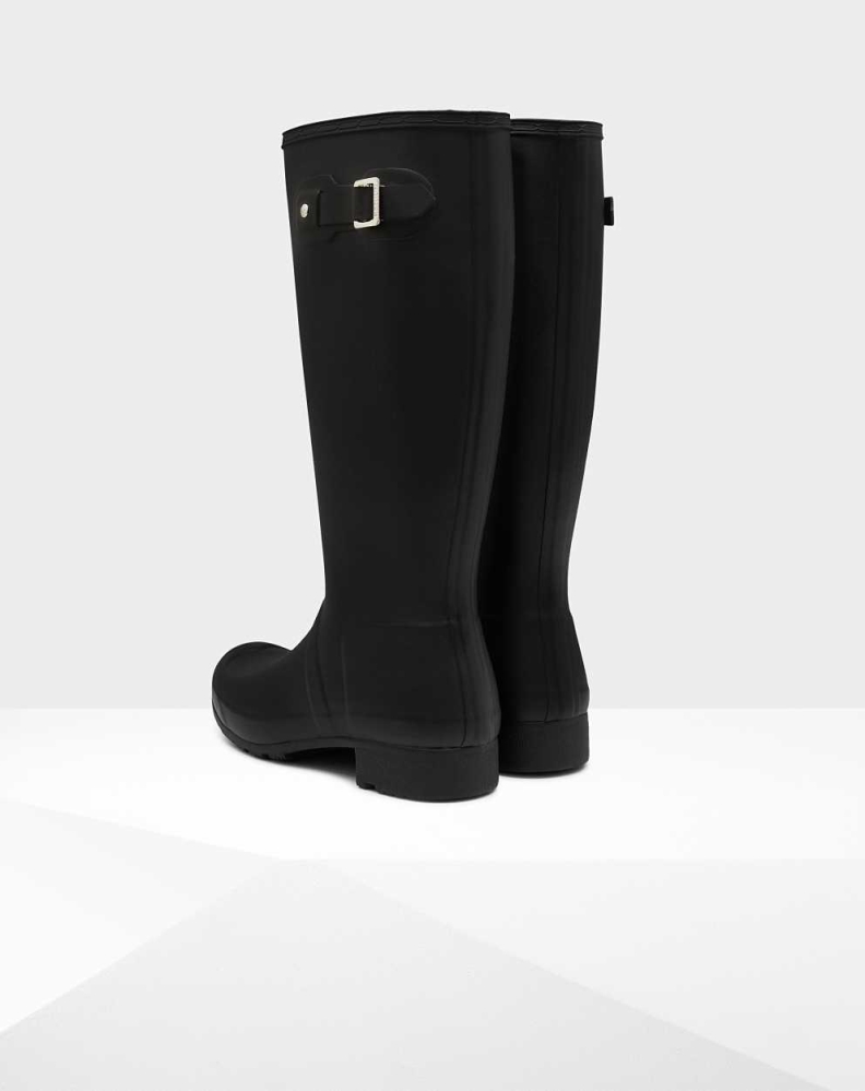 Hunter Original Tour Foldable Wellington Høye Gummistøvler Dame Svarte | NO-6809FWY