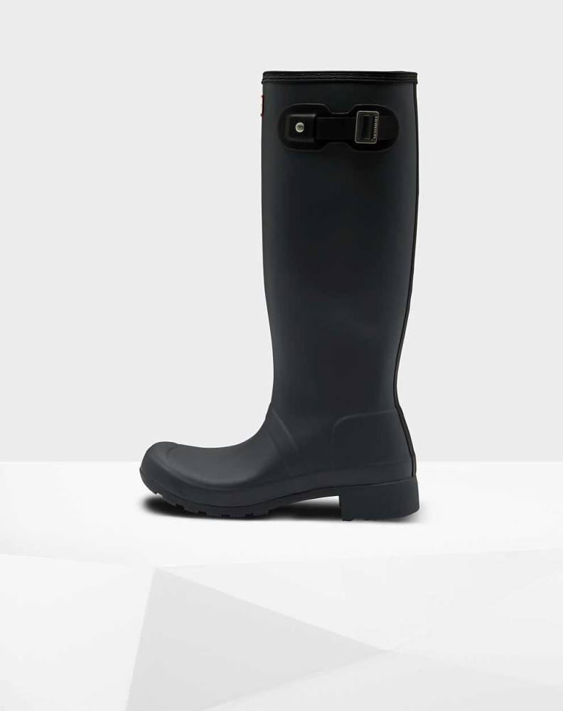 Hunter Original Tour Foldable Wellington Høye Gummistøvler Dame Svarte | NO-8375KYO