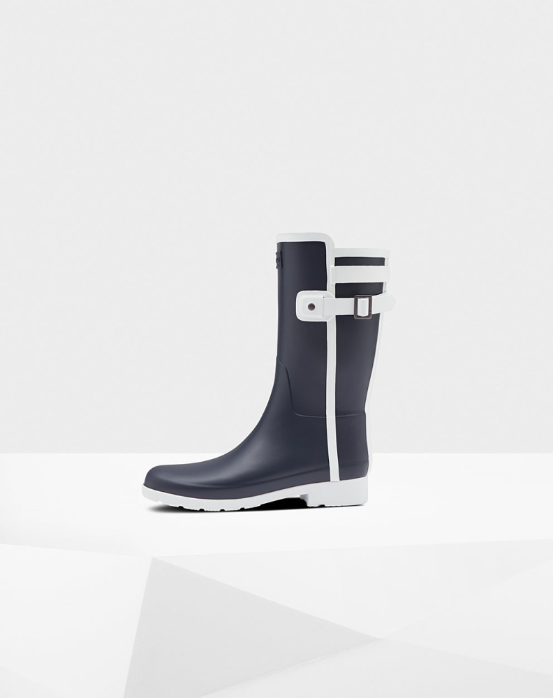 Hunter Refined Slim Fit Contrast Kort Gummistøvler Dame Marineblå Hvite | NO-0296CLT