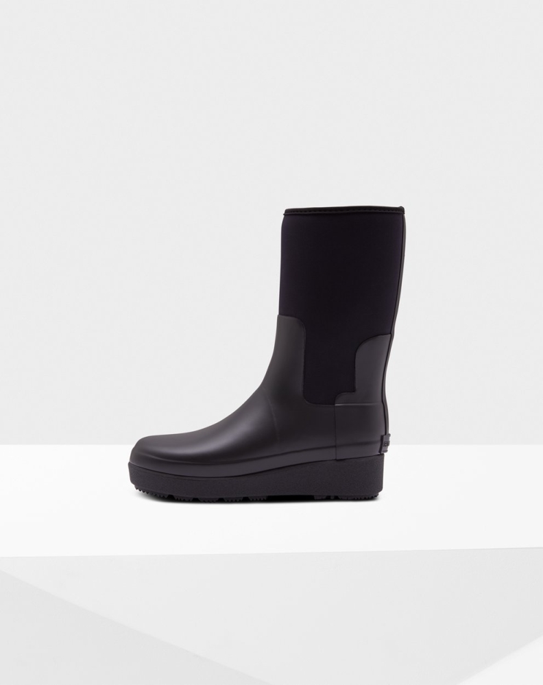 Hunter Refined Slim Fit Neoprene Kort Chelsea Støvler Dame Svarte | NO-9238MBA