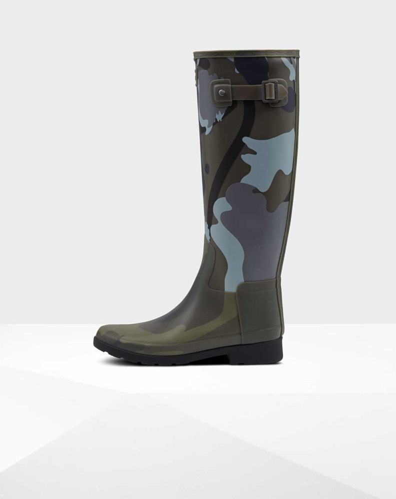 Hunter Refined Slim Fit Rockpool Camo Gum Wellington Høye Gummistøvler Dame Grå | NO-9612WAV