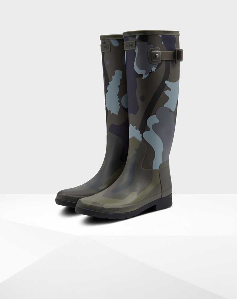 Hunter Refined Slim Fit Rockpool Camo Gum Wellington Høye Gummistøvler Dame Grå | NO-9612WAV