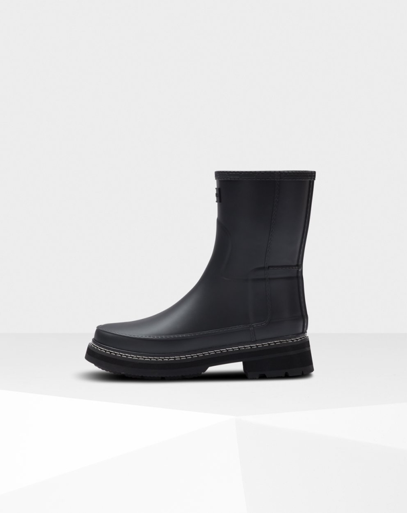 Hunter Refined Stitch Detail Kort Gummistøvler Dame Svarte | NO-4802YJF
