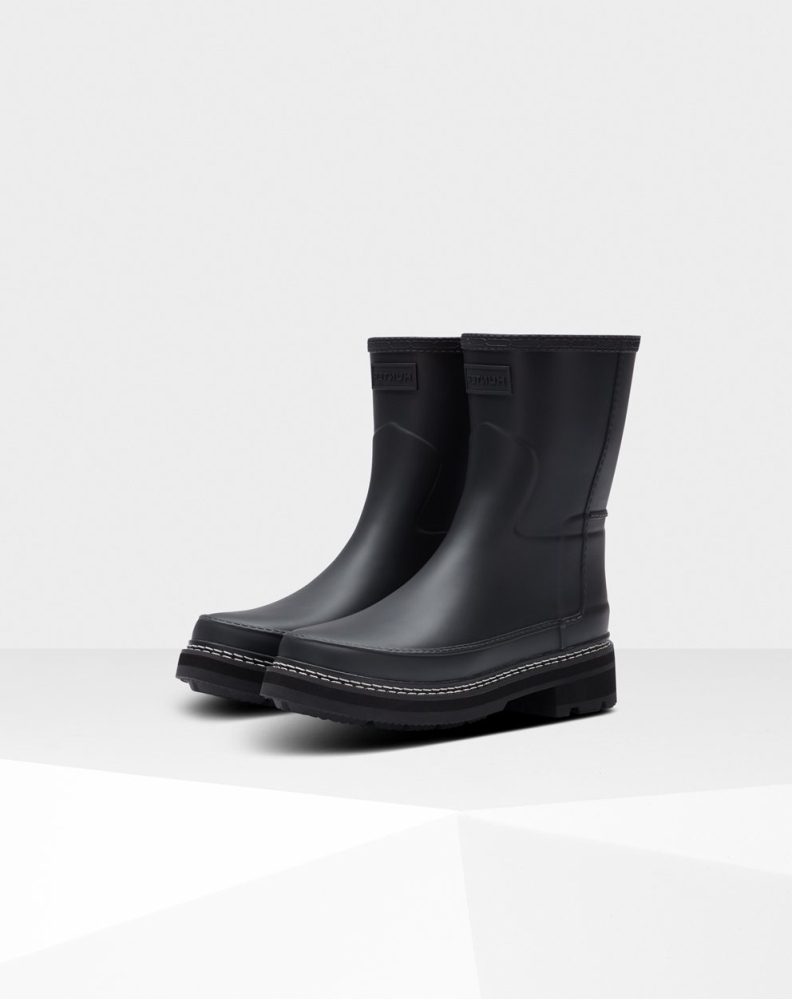 Hunter Refined Stitch Detail Kort Gummistøvler Dame Svarte | NO-4802YJF