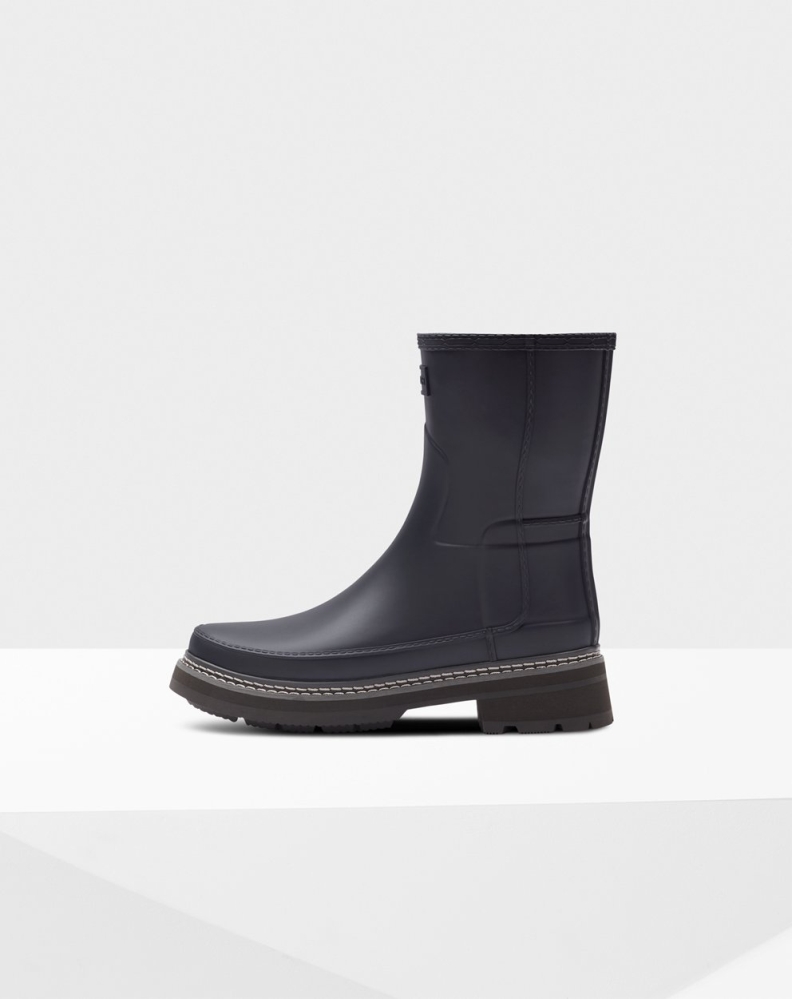 Hunter Refined Stitch Detail Kort Gummistøvler Dame Marineblå | NO-8591CPW