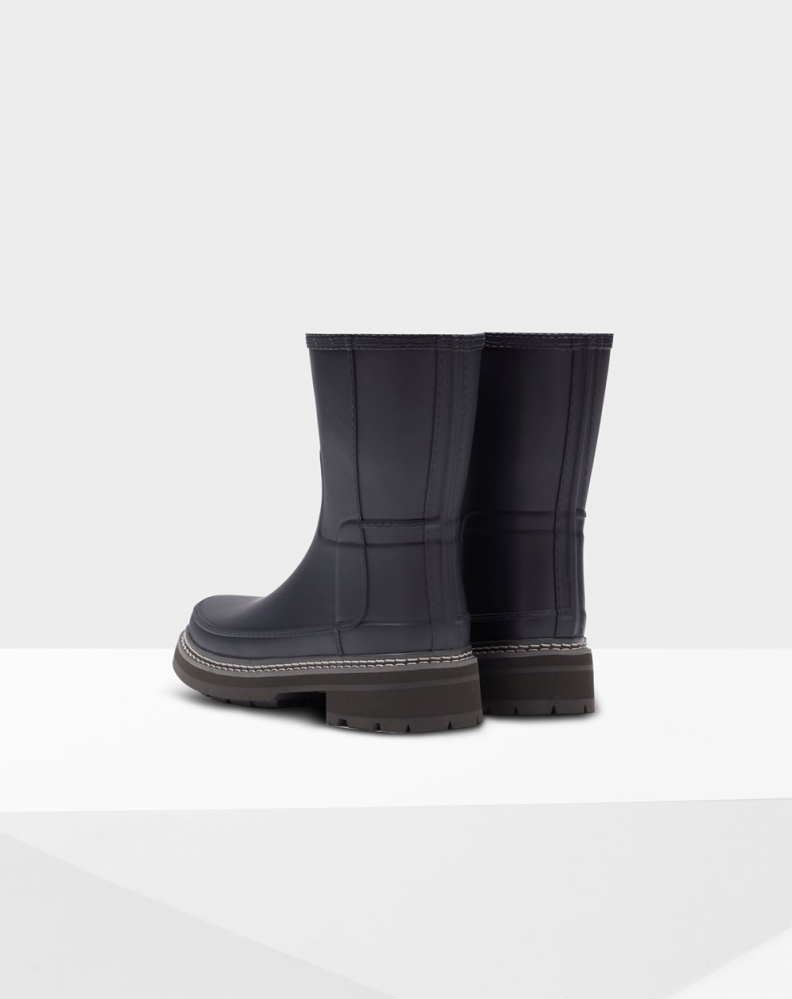 Hunter Refined Stitch Detail Kort Gummistøvler Dame Marineblå | NO-8591CPW